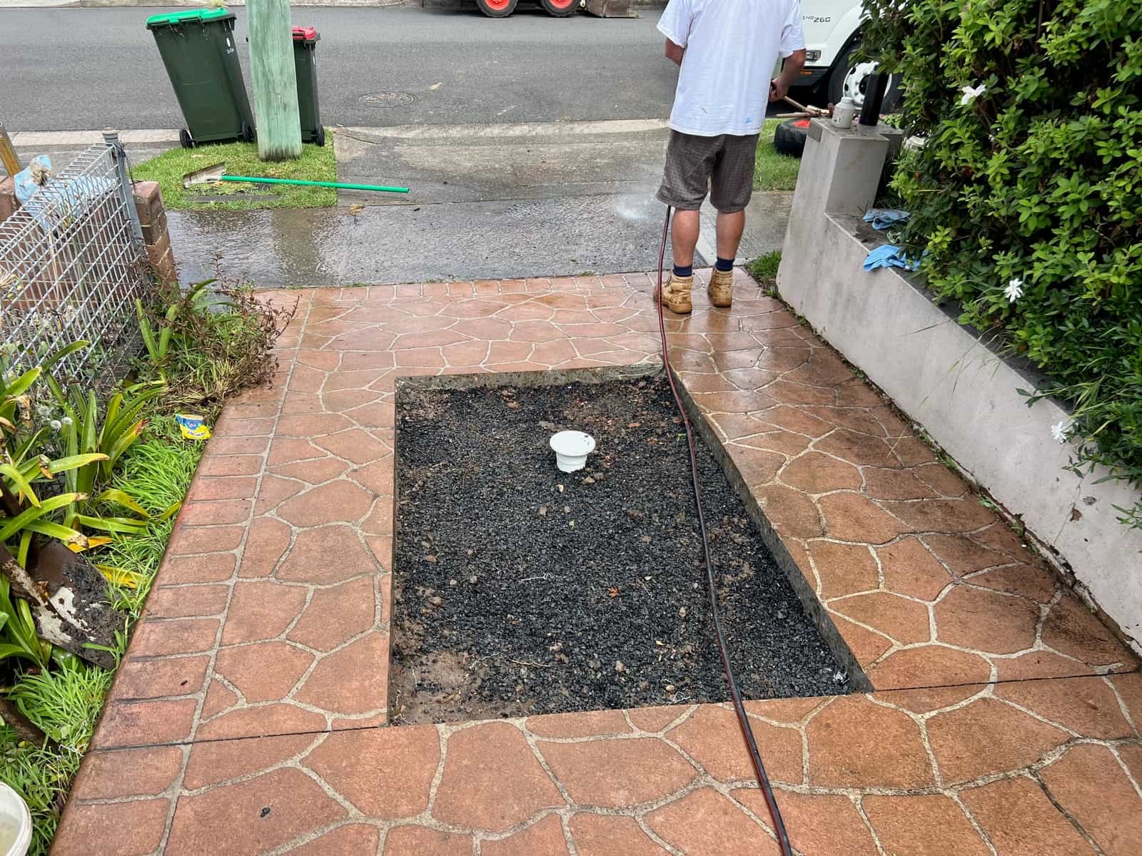 Outdoor drainage access area before final surface finish