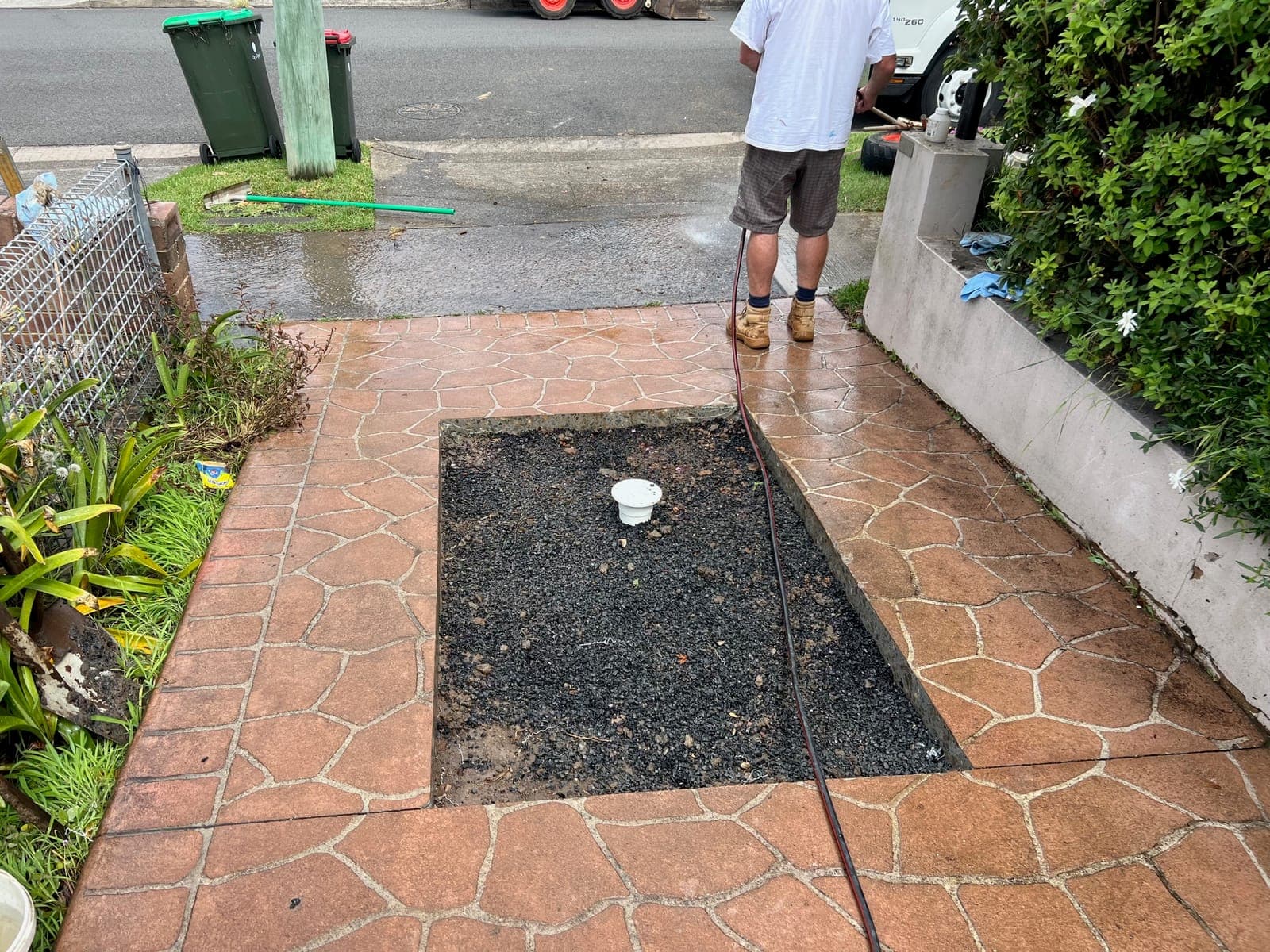 Outdoor drainage access area before final surface finish